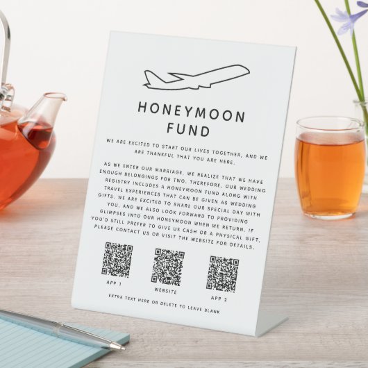 Honeymoon Fund Digital QR Code 2 Apps & Website Sockelschild (In Situ)