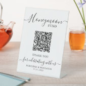 Honeymoon Fund Elegante Kalligraphie QR Code Hochz Sockelschild (In Situ)