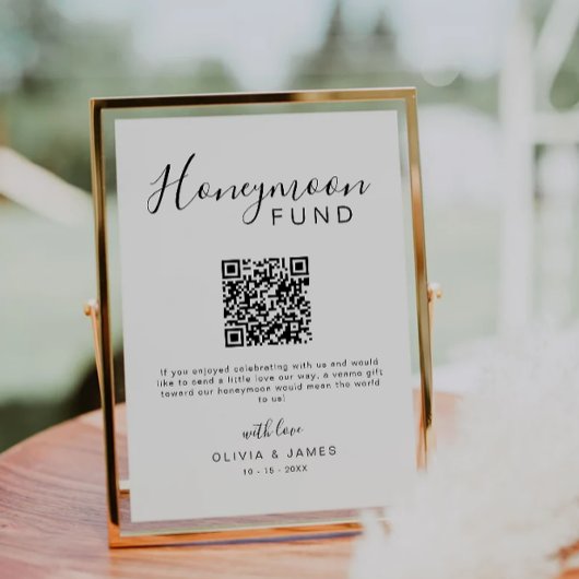 Honeymoon Fund Elegante Kalligraphie QR Code-Zeich Einladung