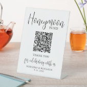 Honeymoon Fund Elegante Script QR Code Hochzeit Sockelschild (In Situ)