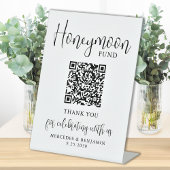 Honeymoon Fund Elegante Script QR Code Hochzeit Sockelschild