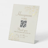 Honeymoon Fund Gold Wedding QR Code Sockelschild (Vorderseite)