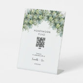 Honeymoon Fund Grüne Cash QR Code Wedding Sign Sockelschild (Vorderseite)