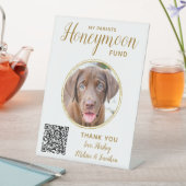 Honeymoon Fund Haustier Hochzeit Gold QR Code Foto Sockelschild (In Situ)