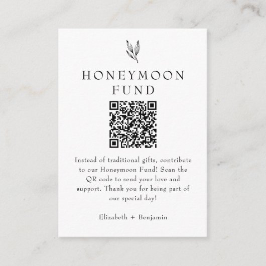 Honeymoon Fund Minimalist Botanical Wedding  Begleitkarte (Vorderseite)