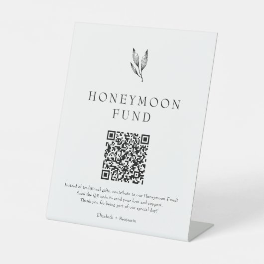 Honeymoon Fund Minimalist Botanical Wedding  Sockelschild (Vorderseite)