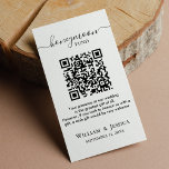 Honeymoon Fund mit QR Code Begleitkarte<br><div class="desc">Minimalistisches und elegantes Schwarz-Weiß-Design auf weißem Hintergrund, mit anpassbarem Text in einem modernen Schriftart. Um einen QR-Code zu generieren, geben Sie einfach die URL Ihrer Hochzeitsregisterseite in das dafür vorgesehene Feld ein. Wenn Gäste den QR-Code mit ihrem Smartphone einscannen, werden sie auf Ihre Honeymoon-Registrierungsseite geleitet, wo sie zu Ihrem Honeymoon-Fonds...</div>