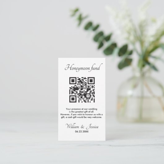 Honeymoon Fund mit QR Code Enclosure Card Begleitkarte (Stehend Vorderseite)