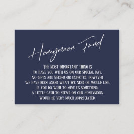 Honeymoon Fund Modern Handwriting Navy Blue Begleitkarte