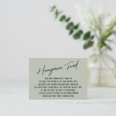 Honeymoon Fund Modern Handwriting Sage Green Begleitkarte (Stehend Vorderseite)