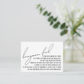 Honeymoon Fund Modern Slim Handwriting White Begleitkarte (Stehend Vorderseite)