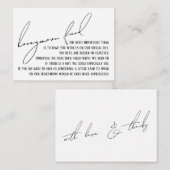 Honeymoon Fund Modern Slim Handwriting White Begleitkarte (Vorne/Hinten)
