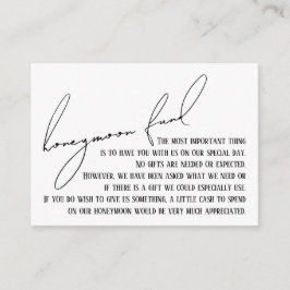 Honeymoon Fund Modern Slim Handwriting White Begleitkarte