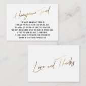 Honeymoon Fund Moderne Gold Handwriting Wedding Begleitkarte (Vorne/Hinten)