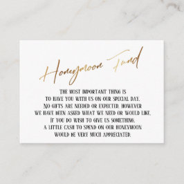 Honeymoon Fund Moderne Gold Handwriting Wedding Begleitkarte