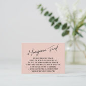Honeymoon Fund Moderne Handwriting Simple Blush Begleitkarte (Stehend Vorderseite)