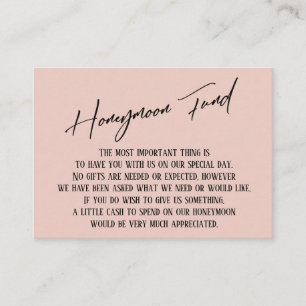 Honeymoon Fund Moderne Handwriting Simple Blush Begleitkarte