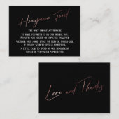 Honeymoon Fund Moderne Rose Gold Handwriting Begleitkarte (Vorne/Hinten)