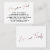 Honeymoon Fund Moderne Rose Gold Handwriting Begleitkarte (Vorne/Hinten)