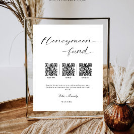 Honeymoon Fund Modernes Cash QR Code Hochzeit Sockelschild