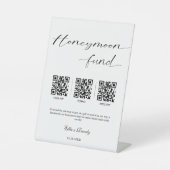 Honeymoon Fund Modernes Cash QR Code Hochzeit Sockelschild (Vorderseite)