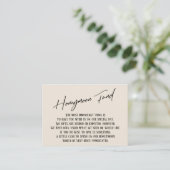 Honeymoon Fund Modernes Handwriting Einfache Creme Begleitkarte (Stehend Vorderseite)