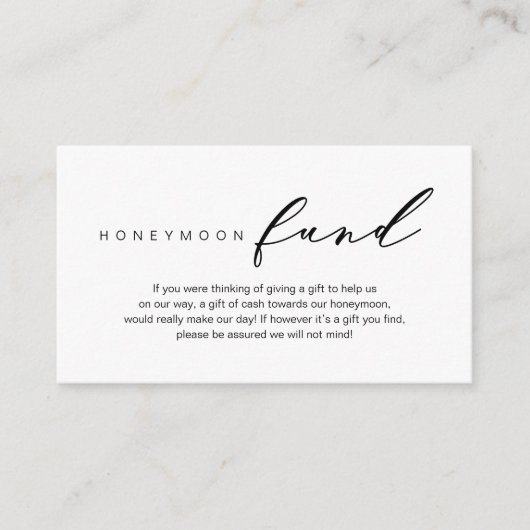 Honeymoon Fund, Modernes romantisches Design Begleitkarte (Vorderseite)