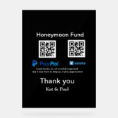 Honeymoon Fund PayPal Venmo QR Code Vielen Dank Acrylschild (Vorderseite)