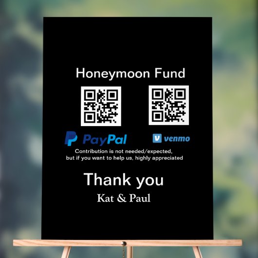 Honeymoon Fund PayPal Venmo QR Code Vielen Dank Acrylschild (Neutral)