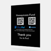 Honeymoon Fund PayPal Venmo QR Code Vielen Dank Acrylschild (Winkel)