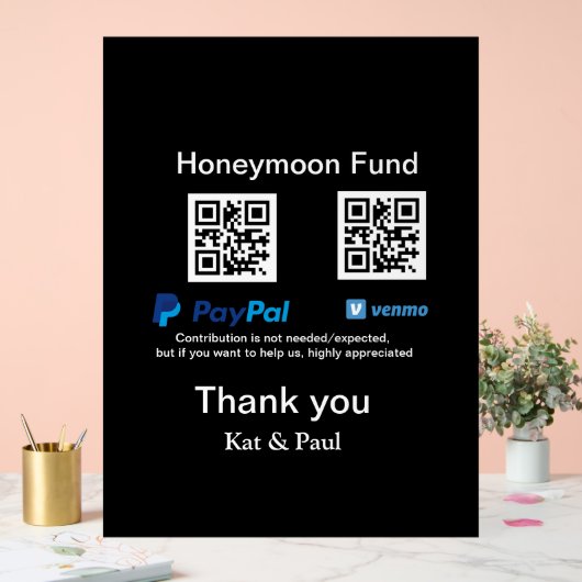 Honeymoon Fund PayPal Venmo QR Code Vielen Dank Acrylschild (Hochzeit)