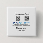 Honeymoon Fund PayPal Venmo QR Code Vielen Dank Button (Vorderseite)