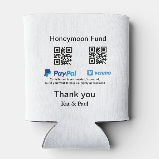 Honeymoon Fund PayPal Venmo QR Code Vielen Dank Dosenkühler (Rückseite)