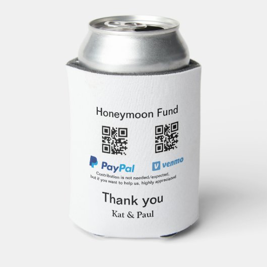 Honeymoon Fund PayPal Venmo QR Code Vielen Dank Dosenkühler (Kanne Rückseite)