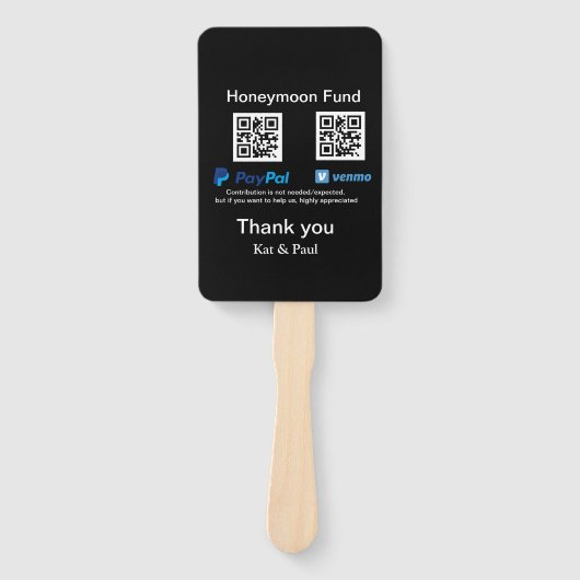 Honeymoon Fund PayPal Venmo QR Code Vielen Dank Fächer (Vorderseite)