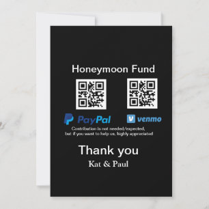 Honeymoon Fund PayPal Venmo QR Code Vielen Dank Feiertagskarte