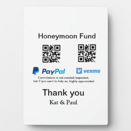 Honeymoon Fund PayPal Venmo QR Code Vielen Dank Fotoplatte