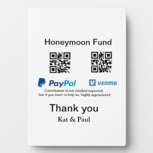 Honeymoon Fund PayPal Venmo QR Code Vielen Dank Fotoplatte
