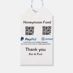 Honeymoon Fund PayPal Venmo QR Code Vielen Dank Geschenkanhänger