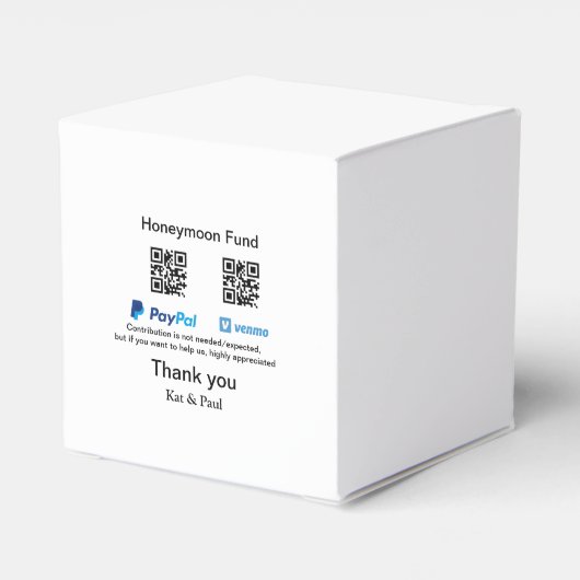 Honeymoon Fund PayPal Venmo QR Code Vielen Dank Geschenkschachtel (Rückseite)