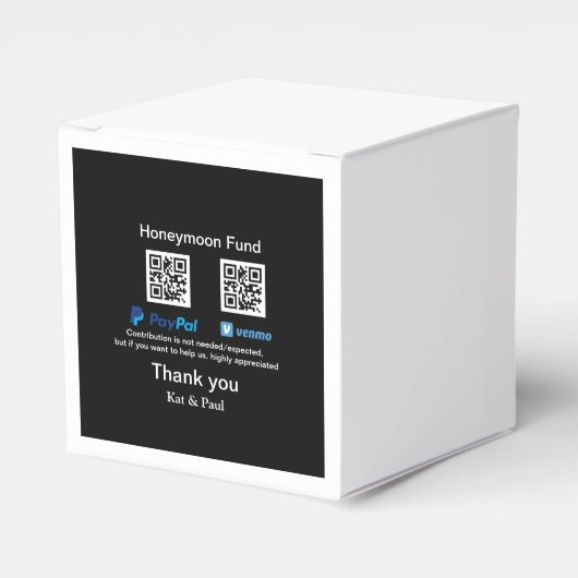 Honeymoon Fund PayPal Venmo QR Code Vielen Dank Geschenkschachtel (Vorderseite)