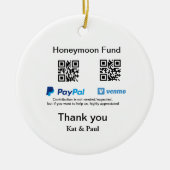Honeymoon Fund PayPal Venmo QR Code Vielen Dank Keramik Ornament (Vorne)