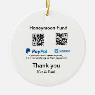 Honeymoon Fund PayPal Venmo QR Code Vielen Dank Keramik Ornament