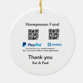 Honeymoon Fund PayPal Venmo QR Code Vielen Dank Keramik Ornament (Hinten)