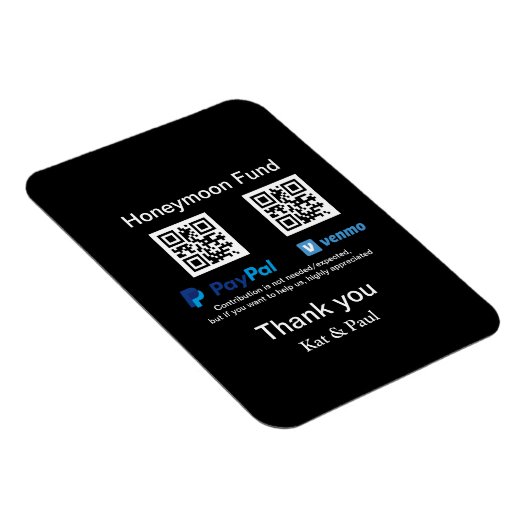 Honeymoon Fund PayPal Venmo QR Code Vielen Dank Magnet (Rechte Seite)