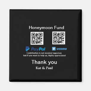 Honeymoon Fund PayPal Venmo QR Code Vielen Dank Magnet
