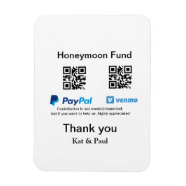 Honeymoon Fund PayPal Venmo QR Code Vielen Dank Magnet