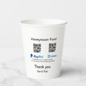 Honeymoon Fund PayPal Venmo QR Code Vielen Dank Pappbecher (Rückseite)