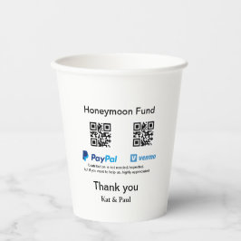Honeymoon Fund PayPal Venmo QR Code Vielen Dank Pappbecher