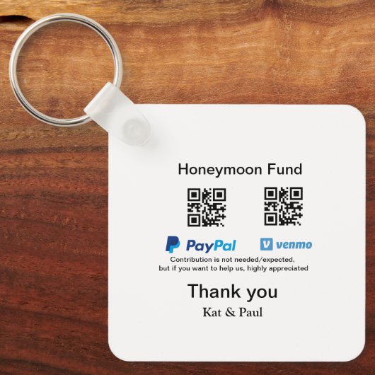 Honeymoon Fund PayPal Venmo QR Code Vielen Dank Schlüsselanhänger (Vorderseite)